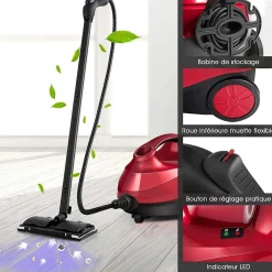 2000W Nettoyeur Vapeur Electrique Pression 4 Bar Volume de Vapeur Reglable avec Verrouillage Enfant pour Canape Tapis