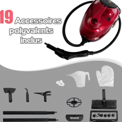 2000W Nettoyeur Vapeur Electrique Pression 4 Bar Volume de Vapeur Reglable avec Verrouillage Enfant pour Canape Tapis