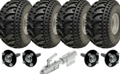 22x11.00-8 Kit remorque ATV à deux essieux Roues, essieux et attelage pivotant Capacité 620kg