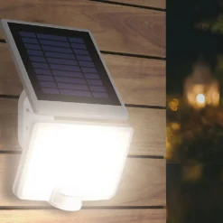Xanlite - Projecteur Solaire IP44 1500 Lumens - Détecteur de mouvements - Panneau déportable - Blanc - PRS1500DB