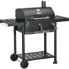 Yuanhao Barbecue de camping au charbon de bois avec deux grilles - chariot de barbecue avec étagère et poignée - acier inoxydable