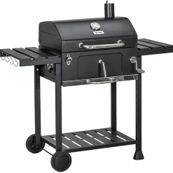 Yuanhao Barbecue de camping au charbon de bois avec deux grilles - chariot de barbecue avec étagère et poignée - acier inoxydable