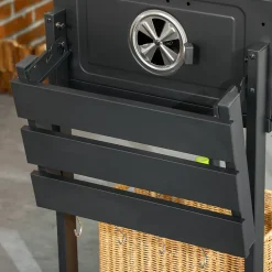 Yuanhao Barbecue de camping au charbon de bois avec deux grilles - chariot de barbecue avec étagère et poignée - acier inoxydable